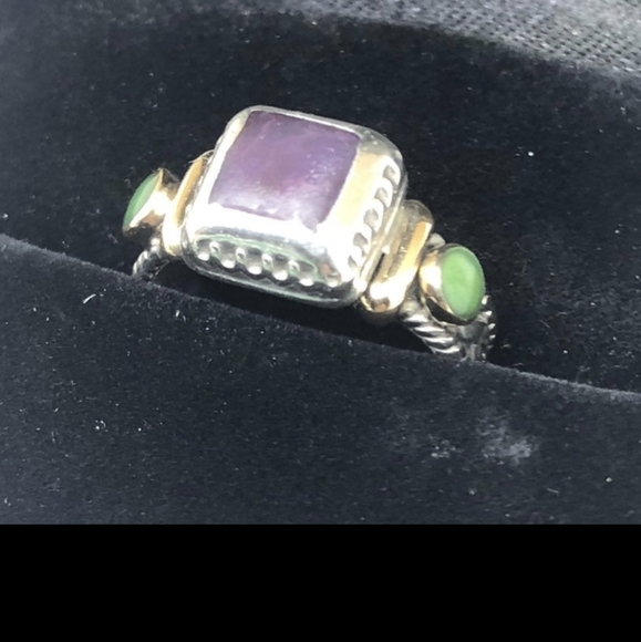 Vintage Reve Sterling Silver 14k Yellow Gold Ring 7 - Picture 1 of 8